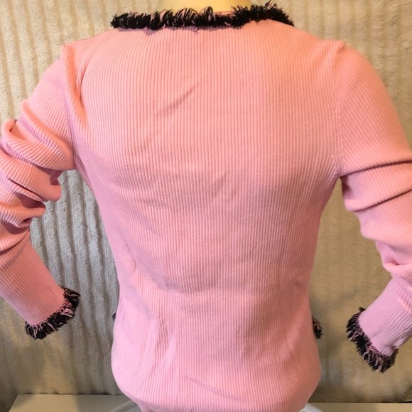 CACHE  RIBBED SWEATER FIRNGED DOUBLE ZIP UP NWOT SIZE M - Picture 2 of 4